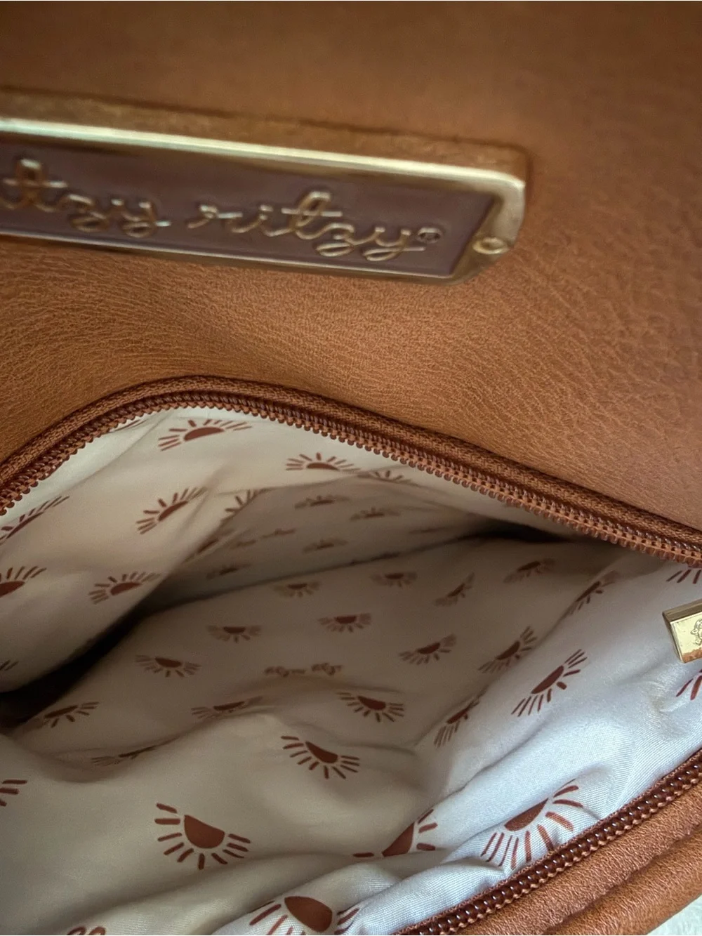 Itzy Ritzy Tan Vegan Leather Backpack Diaper Bag